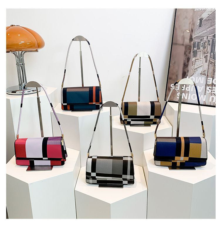 Petit sac carré sous les bras de couleur contrastée à la mode, nouveau sac à main à bandoulière de style coréen pour femmes,