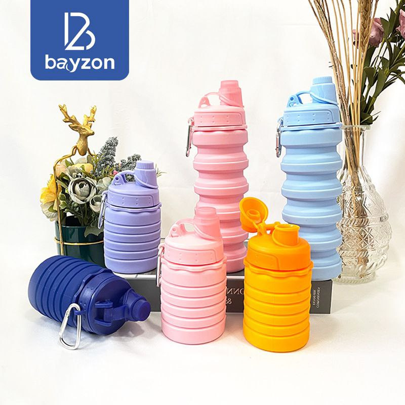 Tasse d'eau rétractable pliable en Silicone sports de plein air voyage bouteille d'eau portable bouteille d'eau compressible de qualité alimentaire 500ml