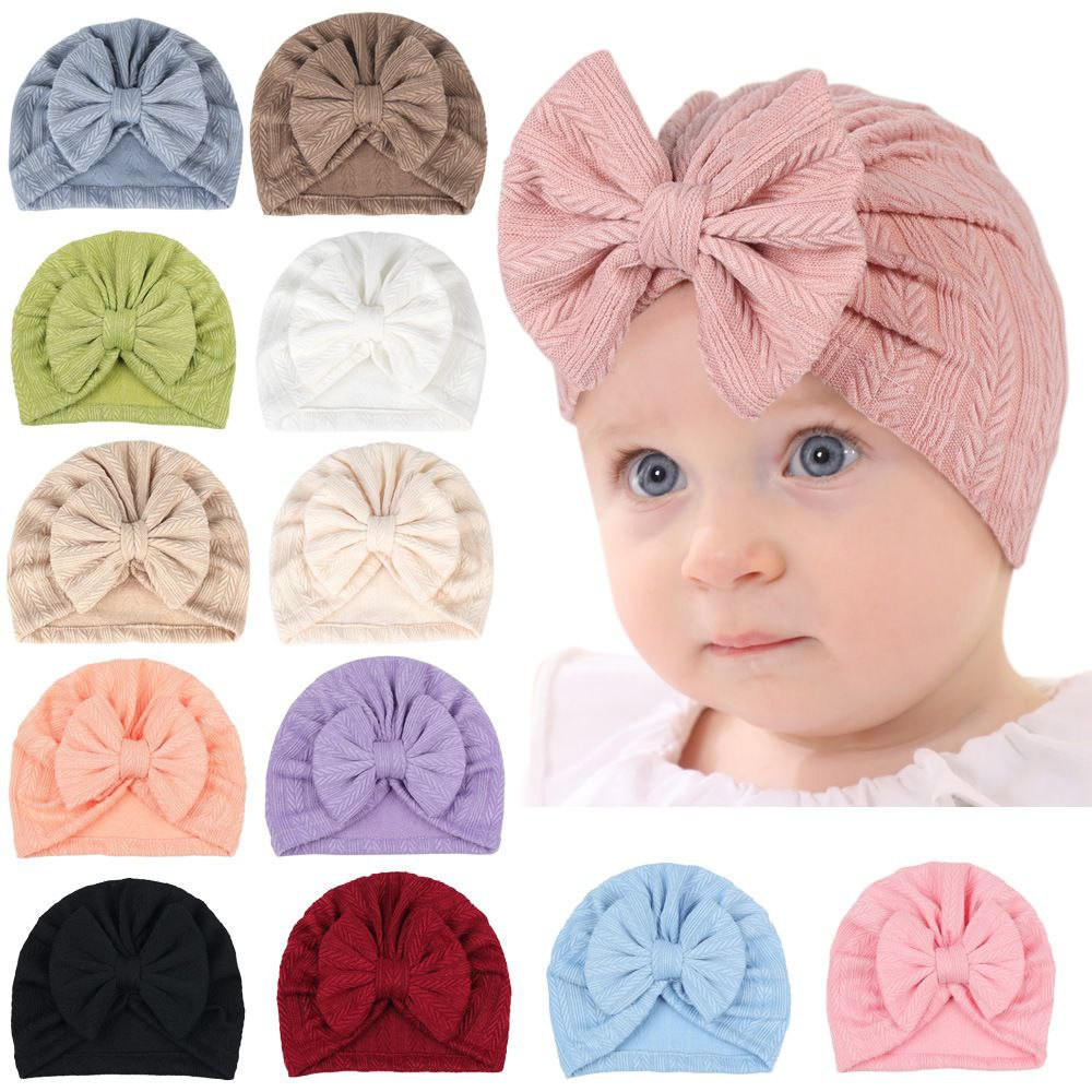 Chapeau jacquard à nœud pour enfants européens et américains, chapeau fin pour filles, chapeau fœtal désossé pour nourrissons, chapeau pour bébé