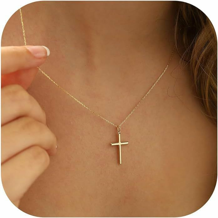 NOUVEAUX Collier avec pendentif en forme de petite croix plaqué or 18K pour femme, chaînes de clavicule pour femmes Accessoires de trajet simples et à la mode