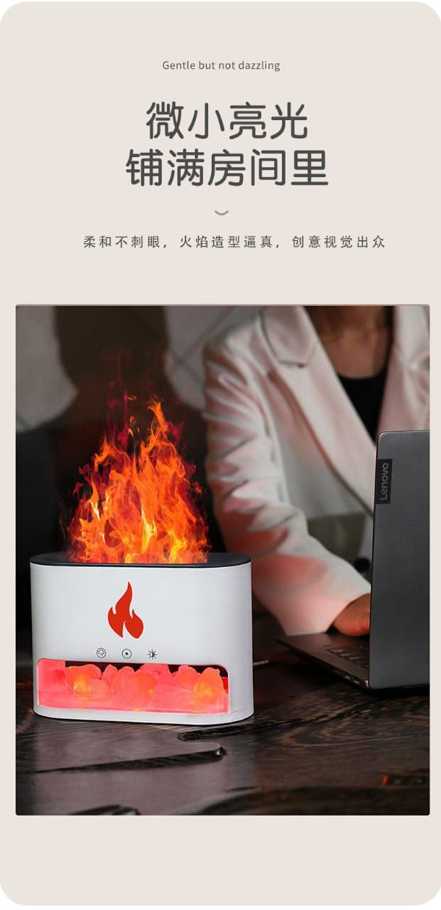 Cristal sel pierre atmosphère colorée lampe flamme aromathérapie Machine volcan 3D Simulation flamme humidificateur maison huile essentielle aromathérapie