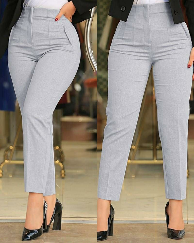 Nouveaux Pantalon de travail taille haute imprimé, pantalon à la mode, décontractée, de couleur unie, à la taille de la hanche mince et à la taille multiples pour femmes